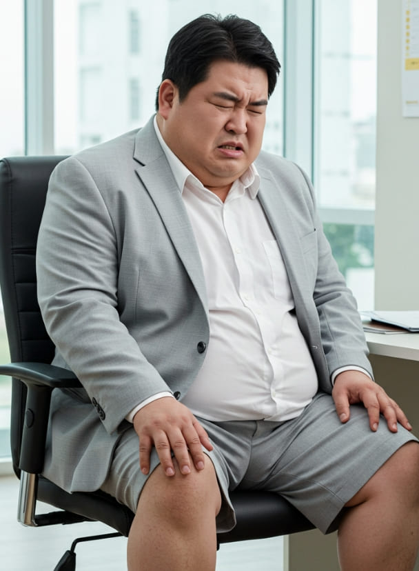 무릎 관절 통증이 있는 
											고도비만 40대 남성